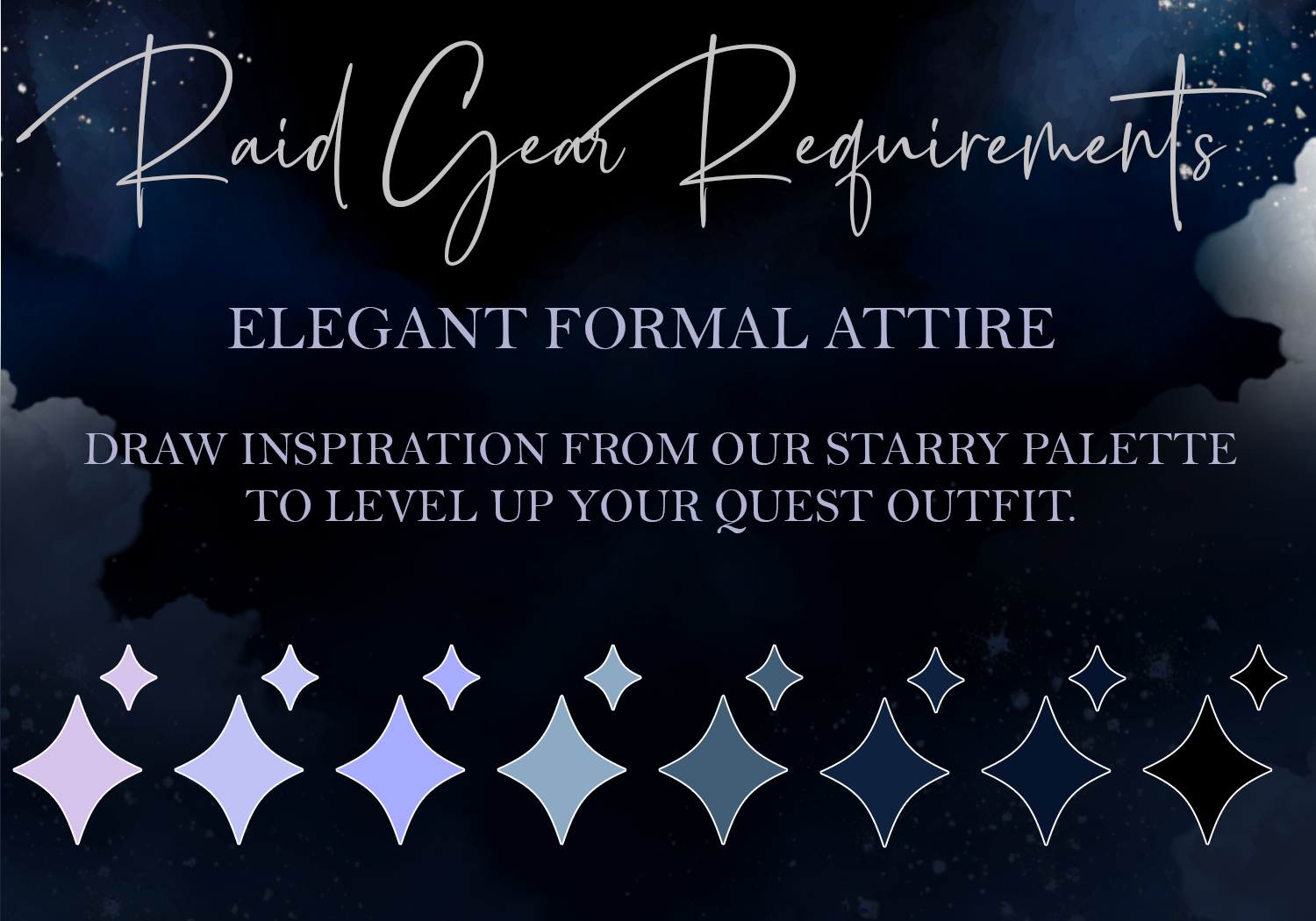 Wedding raid gear requirements / dress code